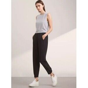 Babaton Black Dexter Pants Elastic Waist Linen Blend Slim Ankle Pants Size Small